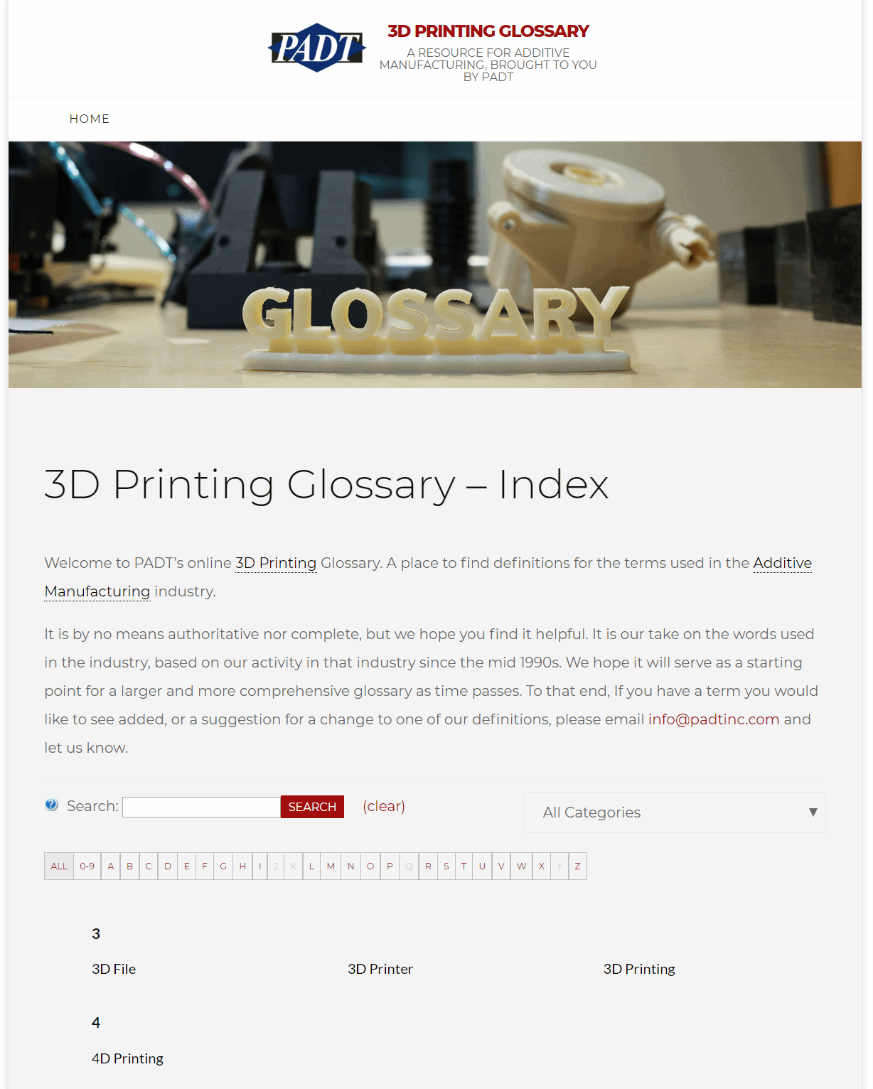 3D Printing Glossary Index ScreenShot