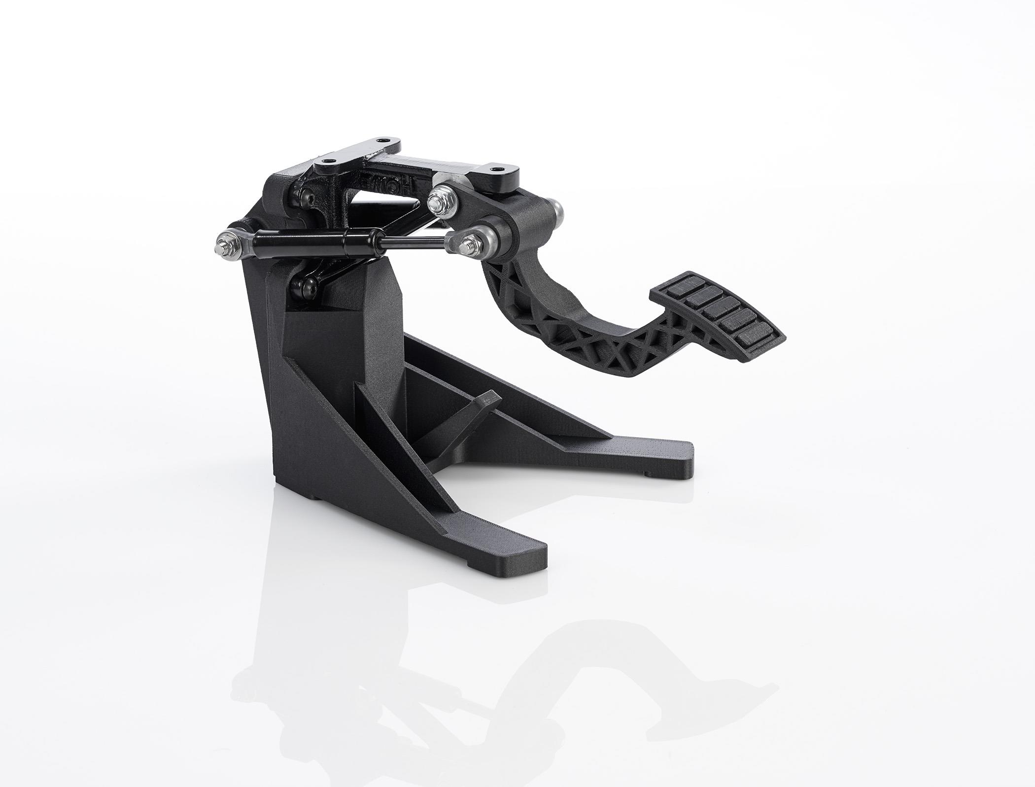 Nylon 12 CF (carbon-filled) 3D printed part, designed as a test brake unit. (Image courtesy Stratasys)