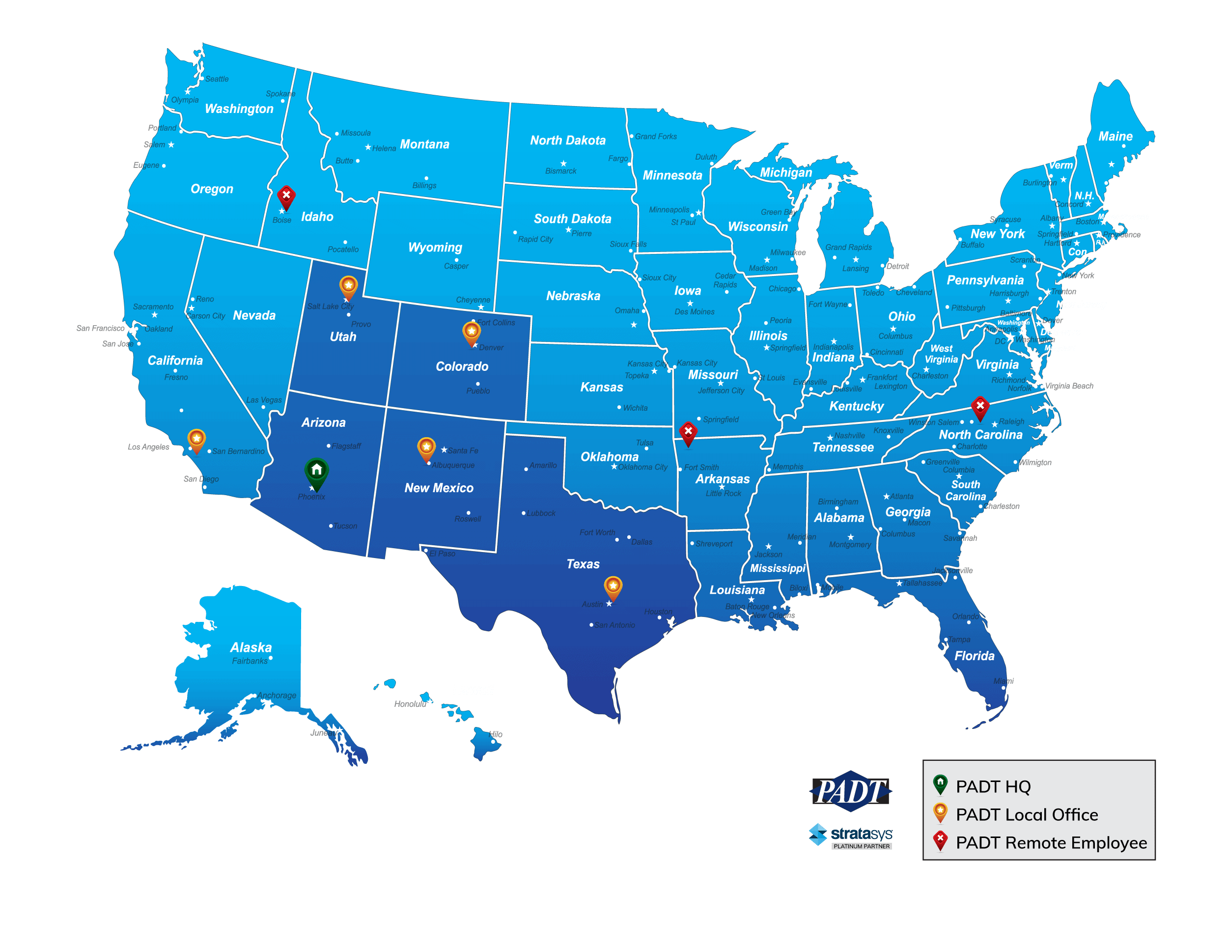 US Map PADT Stratasys 2020 08 11 1 1