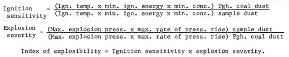 Index of Explosibility (US Bureau of Mines study, 1964)