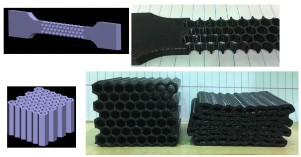 Lattice specimens made with the Fused Deposition Modeling (FDM) process