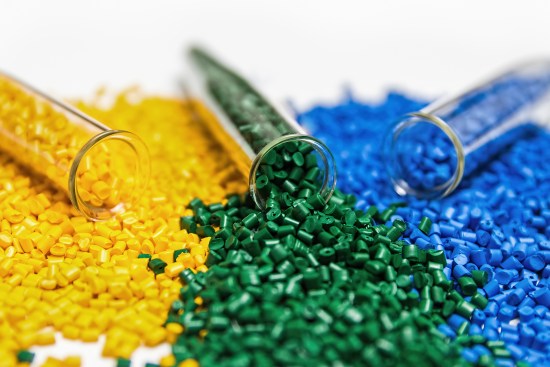 The raw stock for 3D printing filament comes in pellet form. Image courtesy Shutterstock.