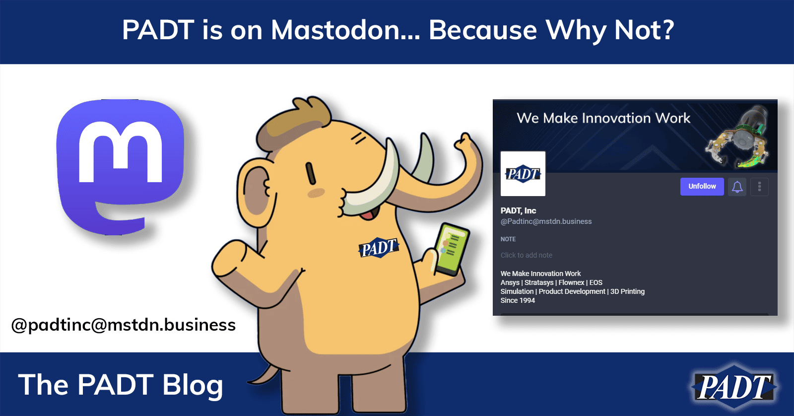 PADT Adds Mastodon Account - Title Graphic