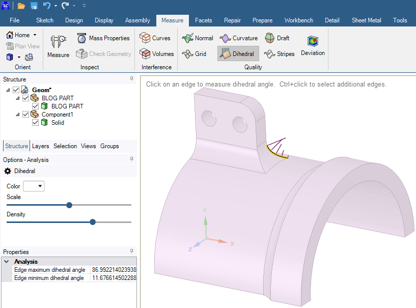 Checking the Tangency in Ansys SpaceClaim, Figure 1
