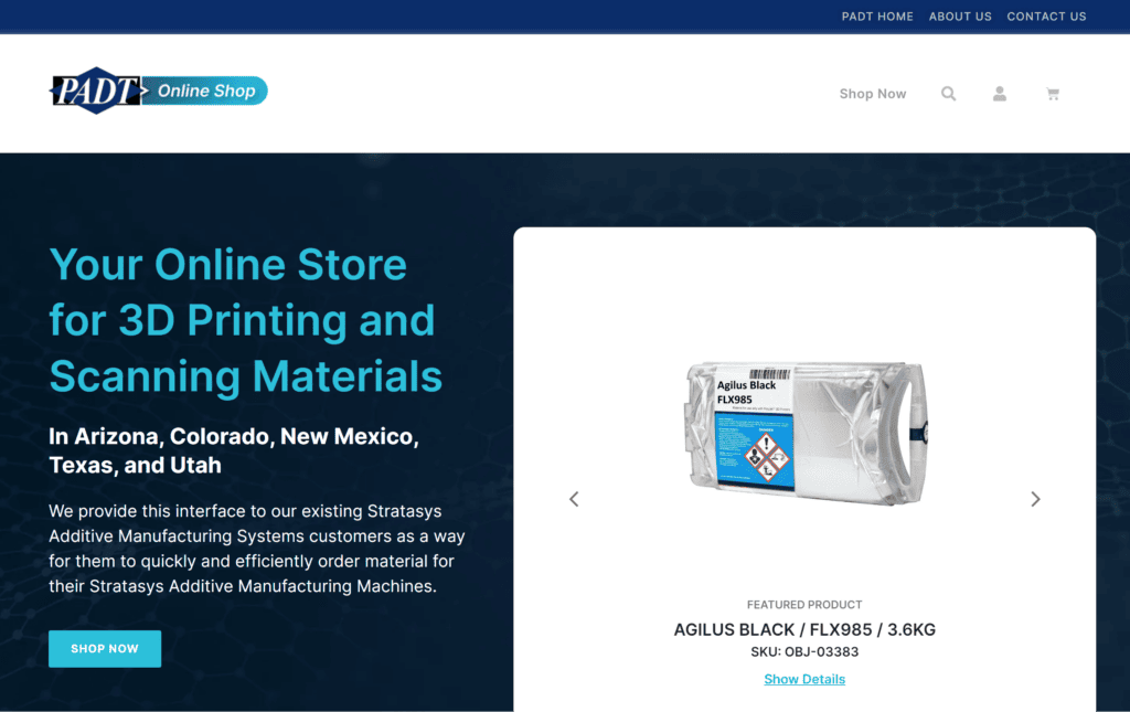 padt online store screenshot