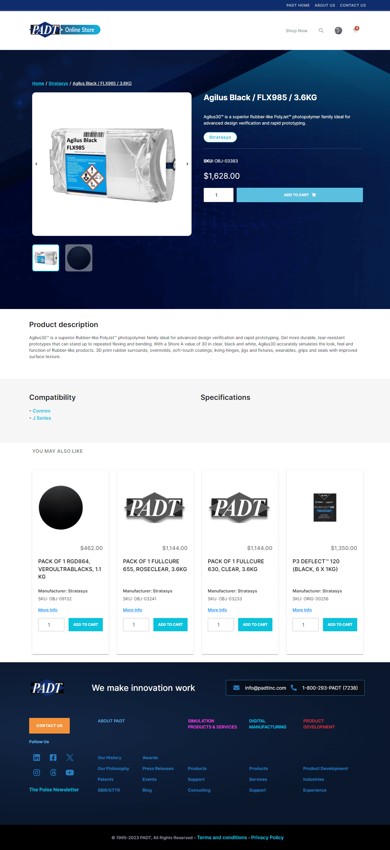 Typical Landing Page on store.padtinc.com